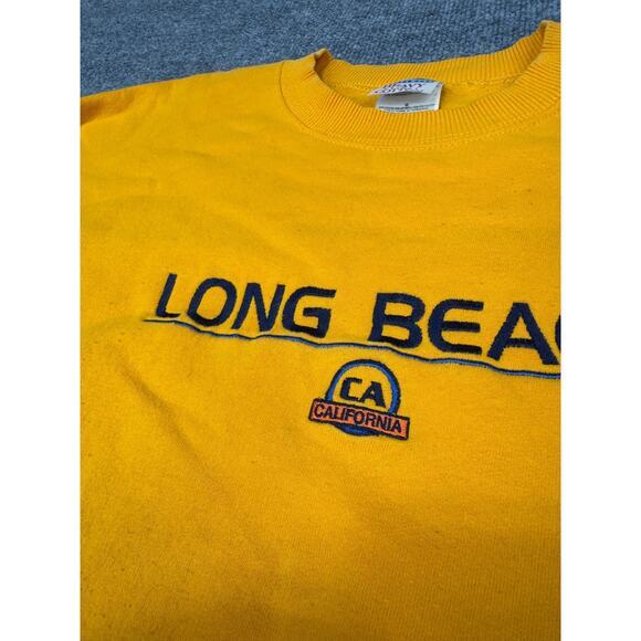 Vintage Long Beach California Sweatshirt Gold Gildan Heavy Cotton L Pullover - Picture 5 of 13
